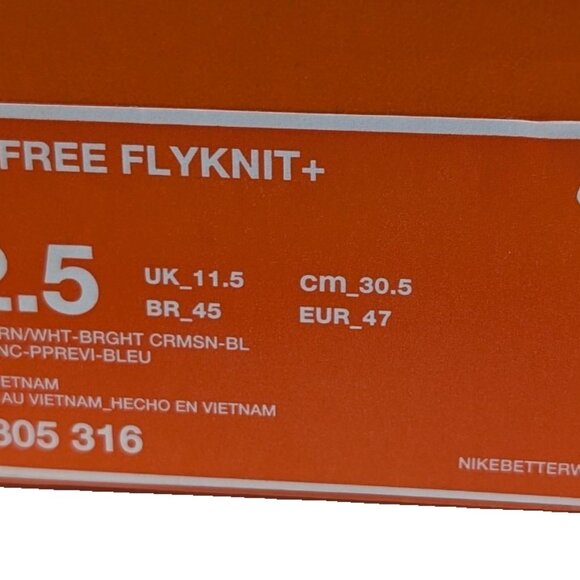 NEW NIKE FREE RUN 5.0 FLYKNIT 12.5 US 47 EUR MENS Rainbow 615805-316 11.5 UK
